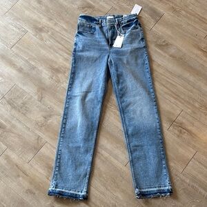 NWT Good American Jeans Straight Leg Raw Hem Size 8 Size 29